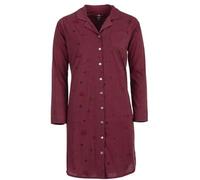 Zeitlos Nachthemd Damen Langarm Kragen Sonne Mond Sterne M-2XL Knopfleiste Schlafshirt, Farbe:Bordeaux, Größe:XXL