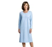 Zeitlos Nachthemd Damen Langarm Krista mit Gänseblümchen M-2XL Schlafshirt kleine Knopfleiste, Farbe:hellblau, Größe:XL