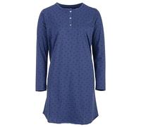 Zeitlos Nachthemd Damen Langarm Kussmund Knopfleiste Schlafshirt M-2XL All-Over Muster, Farbe:blau, Größe:L