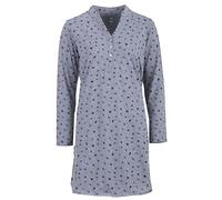 Zeitlos Nachthemd Damen Langarm Leo Herz Stehkragen Schlafshirt T-Shirt All-Over Muster, Farbe:grau, Größe:XXL