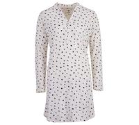 Zeitlos Nachthemd Damen Langarm Leo Herz Stehkragen Schlafshirt T-Shirt All-Over Muster, Farbe:Off-White, Größe:L