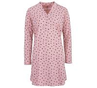 Zeitlos Nachthemd Damen Langarm Leo Herz Stehkragen Schlafshirt T-Shirt All-Over Muster, Farbe:rosa, Größe:XL