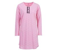 Zeitlos Nachthemd Damen Langarm Marry mit Herzen und Mini-Spitze Knopfleiste M-2XL Schlafshirt, Farbe:rosa, Größe:L