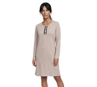Zeitlos Nachthemd Damen Langarm Marry mit Herzen und Mini-Spitze Knopfleiste M-2XL Schlafshirt, Farbe:Taupe, Größe:XXL