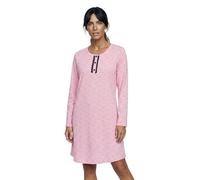 Zeitlos Nachthemd Damen Langarm Marry mit Herzen und Mini-Spitze Knopfleiste M-2XL Schlafshirt, Farbe:rosa, Größe:XXL