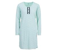 Zeitlos Nachthemd Damen Langarm Marry mit Herzen und Mini-Spitze Knopfleiste M-2XL Schlafshirt, Farbe:Mint, Größe:M