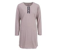 Zeitlos Nachthemd Damen Langarm Marry mit Herzen und Mini-Spitze Knopfleiste M-2XL Schlafshirt, Farbe:Taupe, Größe:L