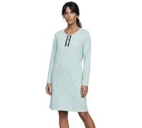 Zeitlos Nachthemd Damen Langarm Marry mit Herzen und Mini-Spitze Knopfleiste M-2XL Schlafshirt, Farbe:Mint, Größe:L