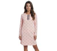 Zeitlos Nachthemd Damen Langarm Marry mit Schleife und Mini-Spitze Knopfleiste M-2XL Schlafshirt, Farbe:apricot, Größe:L