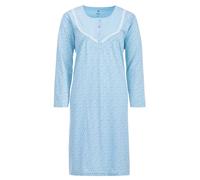 Zeitlos Nachthemd Damen Langarm Mille Fleur Spitze Knöpfe M-6XL Knopfleiste Schlafshirt, Farbe:türkis, Größe:5XL