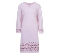 Zeitlos Nachthemd Damen Langarm Punkte mit Rauten Bordure Knöpfe M-2XL Knopfleiste Schlafshirt, Farbe:rosa, Größe:L