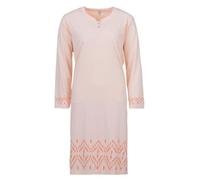Zeitlos Nachthemd Damen Langarm Punkte mit Rauten Bordure Knöpfe M-2XL Knopfleiste Schlafshirt, Farbe:apricot, Größe:L