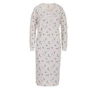 Zeitlos Nachthemd Damen Langarm Rose Schlafshirt M-6XL Übergröße Knöpfe, Farbe:Off-White, Größe:M