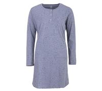 Zeitlos Nachthemd Damen Langarm Sterne Knöpfe Schlafshirt M-2XL All-Over Muster, Farbe:grau, Größe:XXL