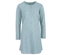 Zeitlos Nachthemd Damen Langarm Sterne Knöpfe Schlafshirt M-2XL All-Over Muster, Farbe:Mint, Größe:XXL