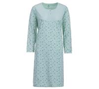 Zeitlos Nachthemd Damen Langarm Zweigen Blüten Knöpfe M-6XL Knopfleiste Schlafshirt, Farbe:Mint, Größe:5XL