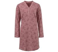 Zeitlos Nachthemd Damen Rundhals Knöpfe großer floraler Druck Langarm, Farbe:Altrosa, Größe:M