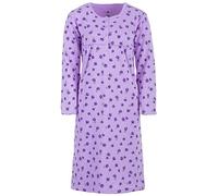Zeitlos Nachthemd Damen Thermo Langarm Big Flower Blumen Knopfleiste Paspel, Farbe:Flieder, Größe:XL