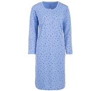 Zeitlos Nachthemd Damen Thermo Langarm Blümchen Mille Fleur Knopfleiste, Farbe:blau, Größe:L