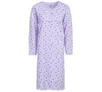 Zeitlos Nachthemd Damen Thermo Langarm Blüte-Ginko Knopfleiste, Farbe:Flieder, Größe:XL