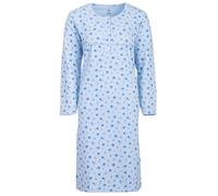 Zeitlos Nachthemd Damen Thermo Langarm Blüte-Ginko Knopfleiste, Größe:L, Farbe:Hellblau