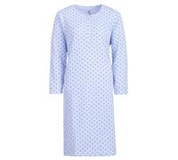 Zeitlos Nachthemd Damen Thermo Langarm Herzchen Knopfleiste, Farbe:hellblau, Größe:M