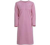 Zeitlos Nachthemd Damen Thermo Langarm Uni Knopfleiste Stickerei, Farbe:Altrosa, Größe:XXL