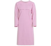 Zeitlos Nachthemd Damen Thermo Langarm Uni Knopfleiste Stickerei, Farbe:pink, Größe:M