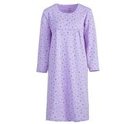 Zeitlos Nachthemd Damen Thermo Winter Weich Früchte Knöpfe M-2XL, Farbe:Flieder, Größe:XL