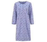 Zeitlos Nachthemd Mohnblume Damen Thermo Langarm Knopfleiste Stickblume M-2XL, Farbe:Flieder, Größe:L