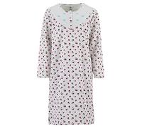 Zeitlos Nachthemd Mohnblume Damen Thermo Langarm Knopfleiste Stickblume M-2XL, Farbe:Off-White, Größe:L
