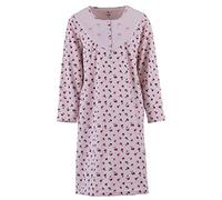 Zeitlos Nachthemd Mohnblume Damen Thermo Langarm Knopfleiste Stickblume M-2XL, Farbe:rosa, Größe:XL