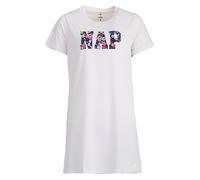 Zeitlos Nachthemd Schlafshirt Nap Young Fashion Sommer M-2XL Uni mit Print Bigshirt, Farbe:Off-White, Größe:L