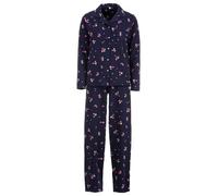 Zeitlos Pyjama Damen Schlafanzug Thermo Langarm Winter Set Blümchen, Farbe:Navy, Größe:XXL