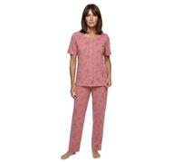 Zeitlos Pyjama Set Damen Kurzarm Knöpfe Allover-Druck, Farbe:Altrosa, Größe:XL