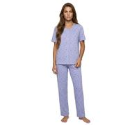 Zeitlos Pyjama Set Damen Kurzarm Knöpfe Allover-Druck, Farbe:Flieder, Größe:L