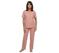 Zeitlos Pyjama Set Damen Kurzarm Knöpfe Allover-Druck, Farbe:rosa, Größe:L