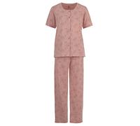 Zeitlos Pyjama Set Damen Kurzarm Knöpfe Allover-Druck, Farbe:rosa, Größe:L