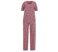 Zeitlos Pyjama Set Damen Kurzarm Knöpfe Nachtwäsche Schwalbe Bedruckt, Farbe:Altrosa, Größe:5XL