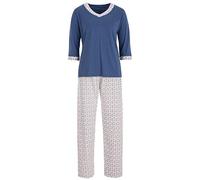 Zeitlos Pyjama Set Damen Schlafanzug Heart 3/4 Arm, Farbe:blau, Größe:XL