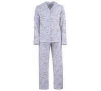 Zeitlos Pyjama Thermo Damen Schlafanzug Kragen Tupfen, Farbe:Off-White, Größe:L