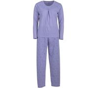 Zeitlos Schlafanzug Damen Langarm Pyjama Blüten Floral Kellerfalte Knöpfe Baumwolle, Farbe:Flieder, Größe:L