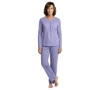Zeitlos Schlafanzug Damen Langarm Pyjama Blüten Floral Kellerfalte Knöpfe Baumwolle, Farbe:Flieder, Größe:L
