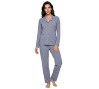 Zeitlos Schlafanzug Damen Langarm Pyjama Kussmund Knöpfe Baumwolle M-2XL, Farbe:grau, Größe:XL