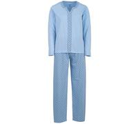 Zeitlos Schlafanzug Damen Pyjama Langarm Set Borte Blumen M-2XL, Farbe:blau, Größe:L
