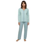 Zeitlos Schlafanzug Damen Pyjama Langarm Set Borte Blumen M-2XL, Farbe:Mint, Größe:L