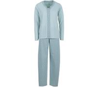 Zeitlos Schlafanzug Damen Pyjama Langarm Set Borte Blumen M-2XL, Farbe:Mint, Größe:M