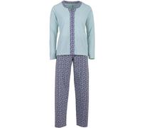 Zeitlos Schlafanzug Damen Pyjama Langarm Set Borte Herz M-2XL, Farbe:Mint, Größe:L