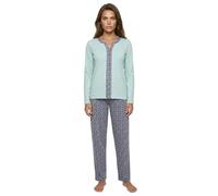 Zeitlos Schlafanzug Damen Pyjama Langarm Set Borte Herz M-2XL, Farbe:Mint, Größe:XL