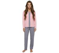Zeitlos Schlafanzug Damen Pyjama Langarm Set Borte Herz M-2XL, Farbe:rosa, Größe:L